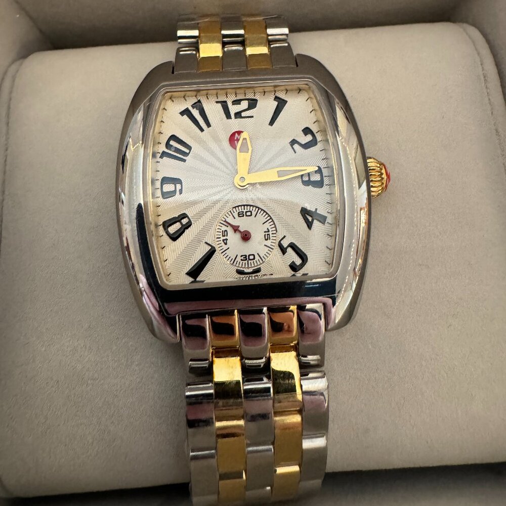 NWT Michele Urban Mini Two-Tone 18K Gold Plated Watch - Picture 3 of 14